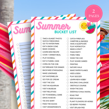 Preview of Summer Bucket List, End Of Year Activities, Summer Calendar + Bucket List Ideas