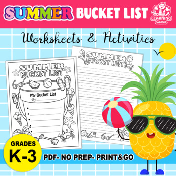 Preview of Summer Bucket List: End of Year Writing Activity - Coloring and Writing Practice