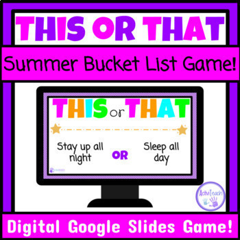 Preview of Summer Bucket List End of the Year Activity This or That Game Special Education