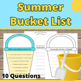 Summer Bucket List End of the Year Writing Activity (10 Qu