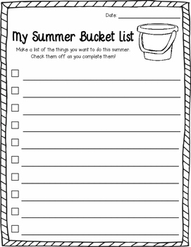 Summer Bucket List FREEBIE by Laura Sidol | TPT