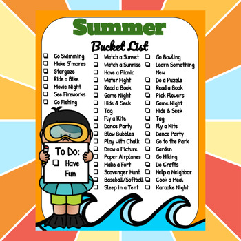 Preview of Summer Bucket List Freebie- Occupational Therapy, Teachers, Social Workers
