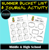 Summer Bucket List & Journal Prompt Activity- Includes Goo