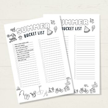 Preview of Summer Bucket List Printable
