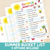 Summer Bucket List, Summer Activities Template, Checklist,