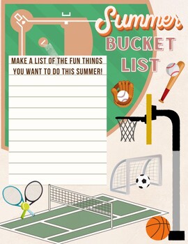 Preview of Summer Bucket List, Summer Break Wish List, Summer To Do List, Summer Activities