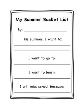 Summer Bucket List Template By Special Education Pre K 3 Tpt
