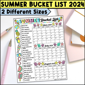 Preview of Summer Bucket List Template | To Do List Activities Checklist | Coloring Poster