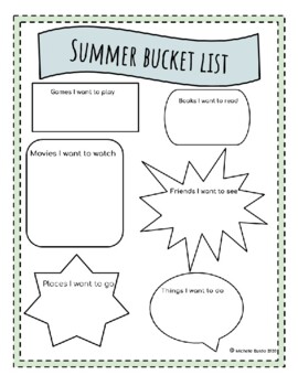 Preview of Summer Bucket List Worksheet- Printable