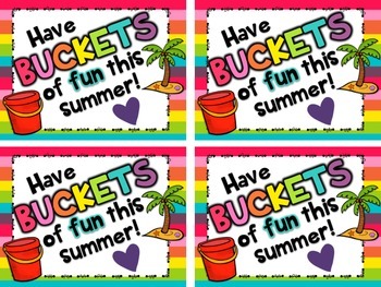 Preview of Summer Bucket Tags {Free!} Have Buckets of Fun This Summer!