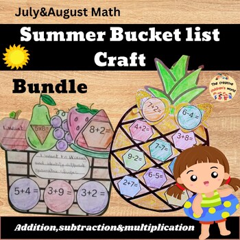 Preview of Summer Bucket list Craft/Math July Craft/Bulletin Board Project/Bundle
