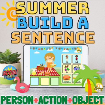 Preview of Summer Build a Sentence SVO Boom Cards