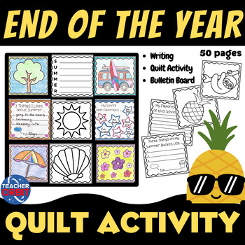 Preview of Summer Bulletin Board Bucket List Quilt Activity End of Year Collaboration