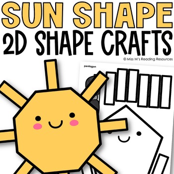 Preview of Summer Bulletin Board Math Crafts | Sun Crafts Kindergarten Math 2D Shape Crafts