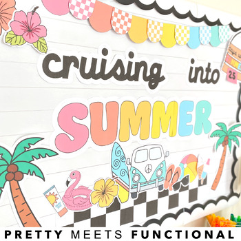 Preview of Countdown to Summer Bulletin Board Set Retro Beach Themed