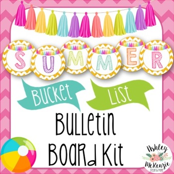 Preview of Summer End of Year Bulletin Board Kit- Summer Bucket List Craftivity!