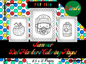 Preview of Summer Bundle 28 Dot Markers Coloring Pages, Printable Dot Markers Sheets PDF