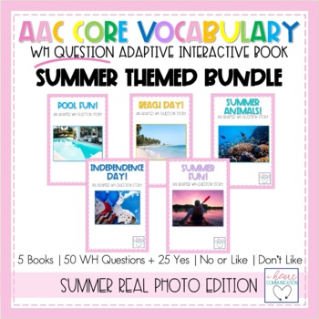 Preview of AAC Core Vocabulary Activities | WH Question Interactive Books | SUMMER BUNDLE