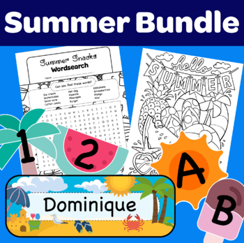 Preview of Summer Bundle - Coloring, About Me, Letters, Numbers, Back to School