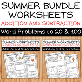 Summer Bundle Math Worksheets, Addition and Subtraction Wo