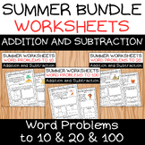 Summer Bundle Math Worksheets, Word Problems Addition and 