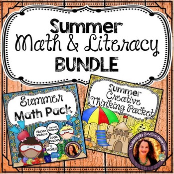 Preview of Summer Activity Bundle: Summer Math Pack & Summer Creative Literacy Pack