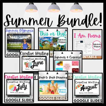 Preview of Summer Bundle! 13 Team Builders and Creative Writing Activities!