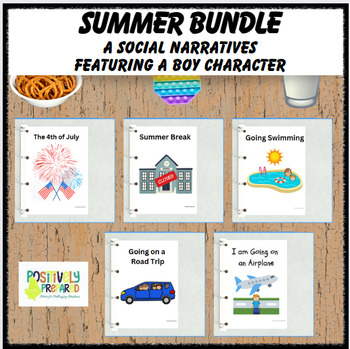 Preview of Summer Social Narrative Bundle - featuring a boy character