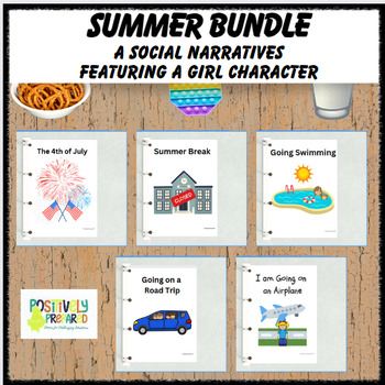 Preview of Summer Social Narrative Bundle - featuring a girl character