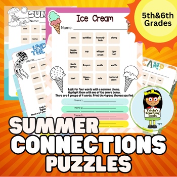 Preview of Summer CONNECTIONS-STYLE Puzzles - End of Year Activities, Critical Thinking