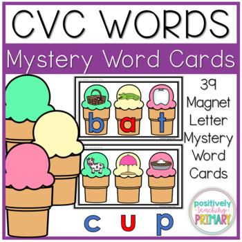 Summer CVC Words Mystery Word | Secret Word | Cards Ice Cream Theme
