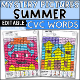 Summer CVC Words Practice Coloring Pages Editable Worksheets