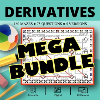 Preview of Summer: Calculus Derivatives BUNDLE Maze Activity
