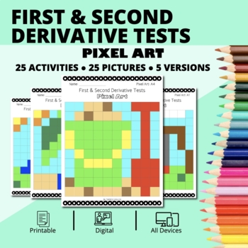 Preview of Summer: Calculus First & Second Derivative Tests Pixel Art Activity