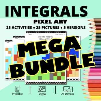 Preview of Summer Calculus Integrals BUNDLE: Math Pixel Art Activities