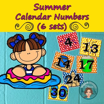 Preview of Summer Calendar Numbers (6 sets) 1-31
