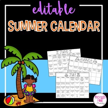 Preview of Summer Calendar (editable)