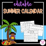 Summer Calendar (editable)