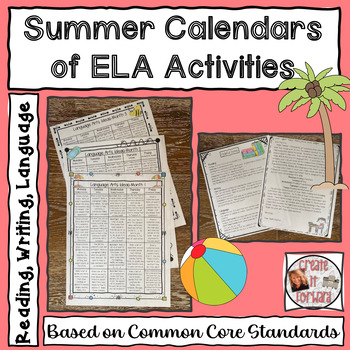 Preview of Summer Calendar of 1st Grade ELA Activities