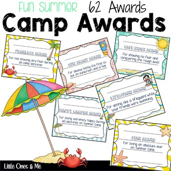 Preview of Camp Awards Summer Beach Certificates Editable