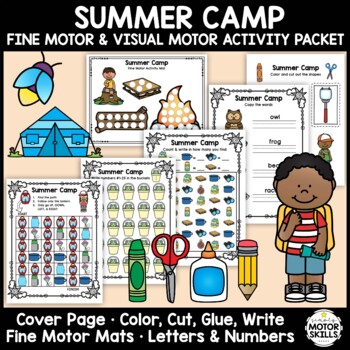 Preview of Summer Camp - Fine Motor & Visual Motor - Color, Write, Cut, Glue
