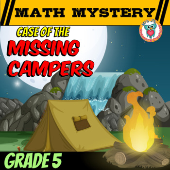 Preview of Summer Camp Math Mystery Activity - 5th Grade Math Review Worksheets