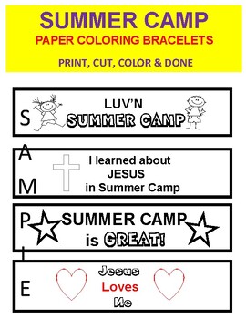 Preview of Summer Camp Paper Coloring Bracelets (4) - Easy To Do!