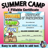 Summer Camp Certificate 1