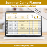 Summer Camp Planner Google Sheets Spreadsheet