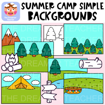 Summer Camp Simple Backgrounds Clipart by The Dreamer Teacher | TPT