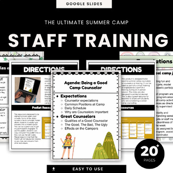 Preview of Summer Camp Staff Training, Being a Good Camp Counselor Training, EDITABLE