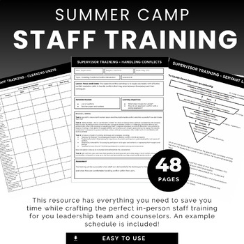 Preview of Summer Camp Staff Training Curriculum, EDITABLE, Leadership Team Training