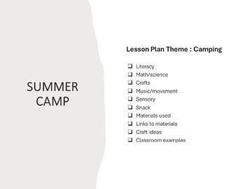 Preview of Summer Camp Theme : Camping