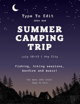 Preview of Summer Camp Trip (4) Flyers - Customize your Flyer - Ready to Edit